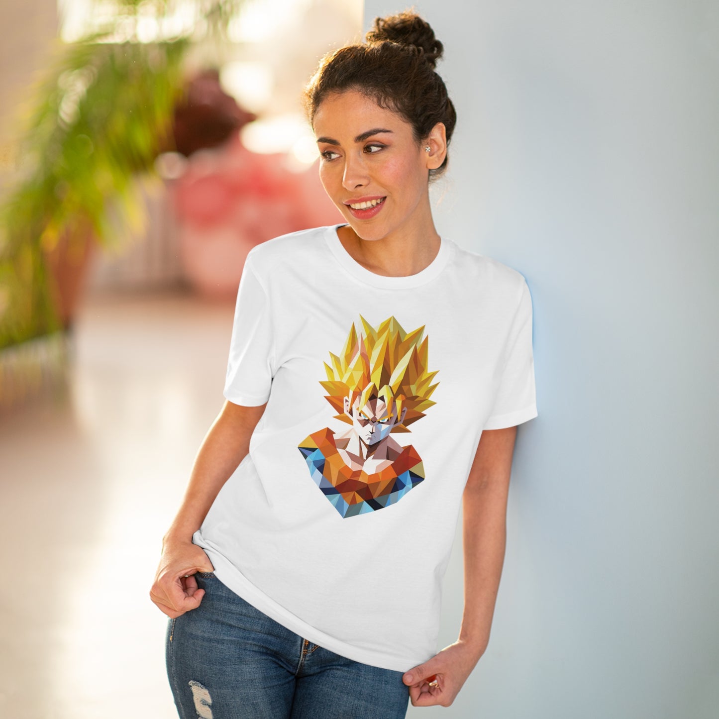 San Goku Super Saiyan Polygonal T-Shirt - Embrace Legendary Power
