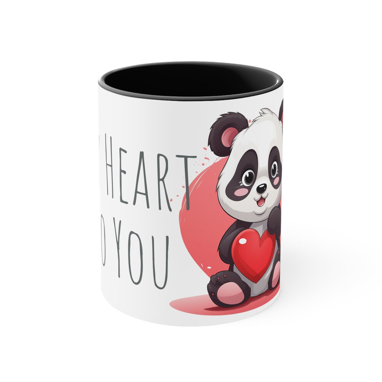 Panda Heart Mug - 11oz Bicolor 'My Heart to You' Cup - Valentine's Day
