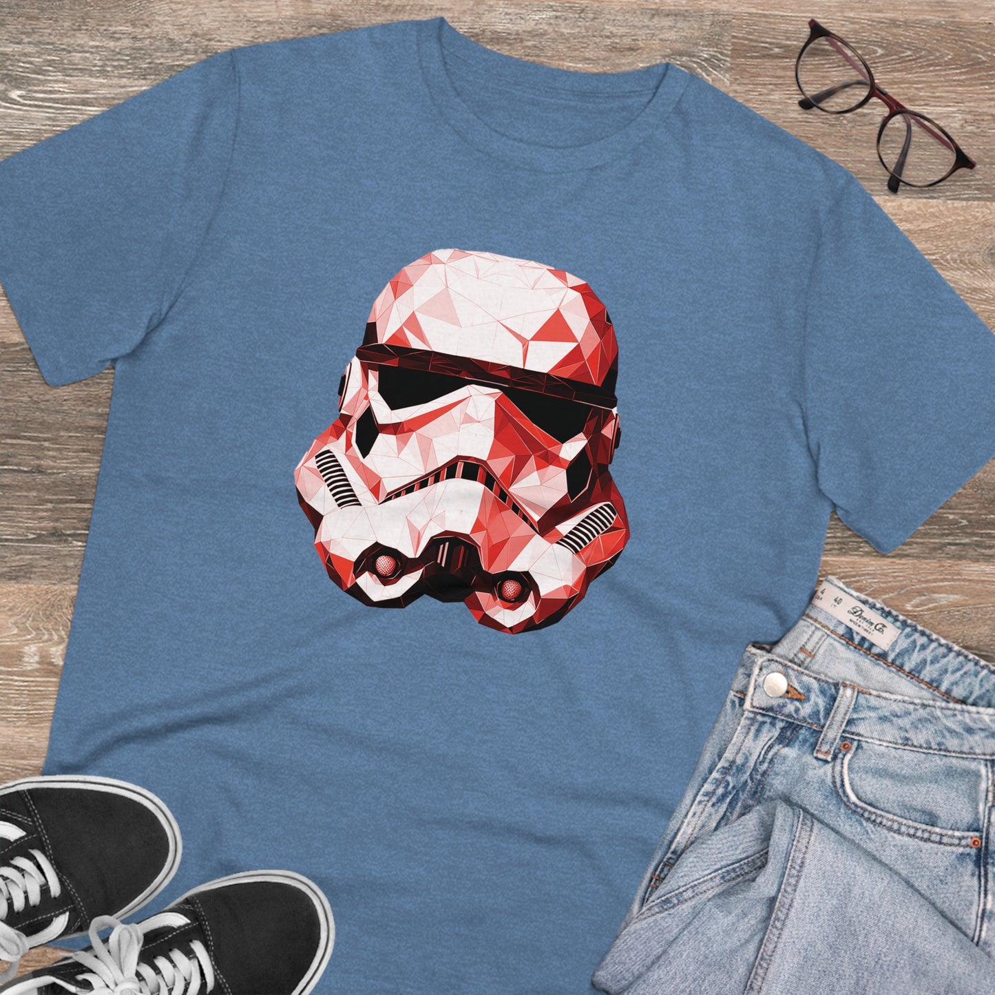 Stormtrooper Polygonal T-Shirt - Red Edition - Embrace Galactic Precision - Star Wars