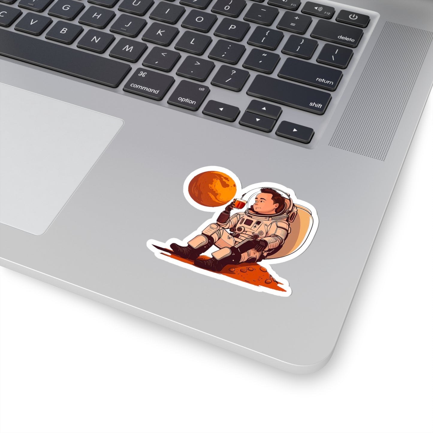 Elon Musk drinking his coffee on Mars Sticker - Add Some Humor and Space to Your Tech