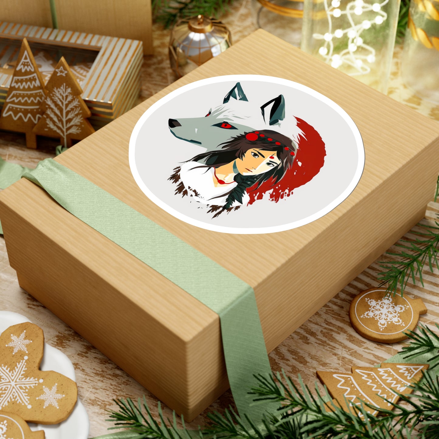 Princess Mononoke and Her Wolf Sticker - Add Some Unique and Striking Style to Your Tech