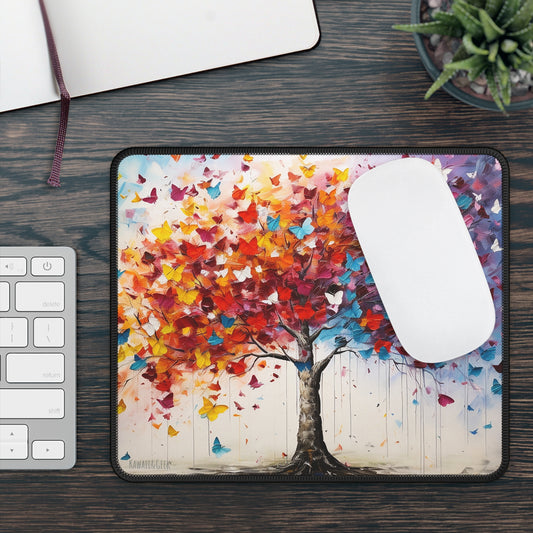 Vibrant Butterfly-Leaf Tree Mouse Pad