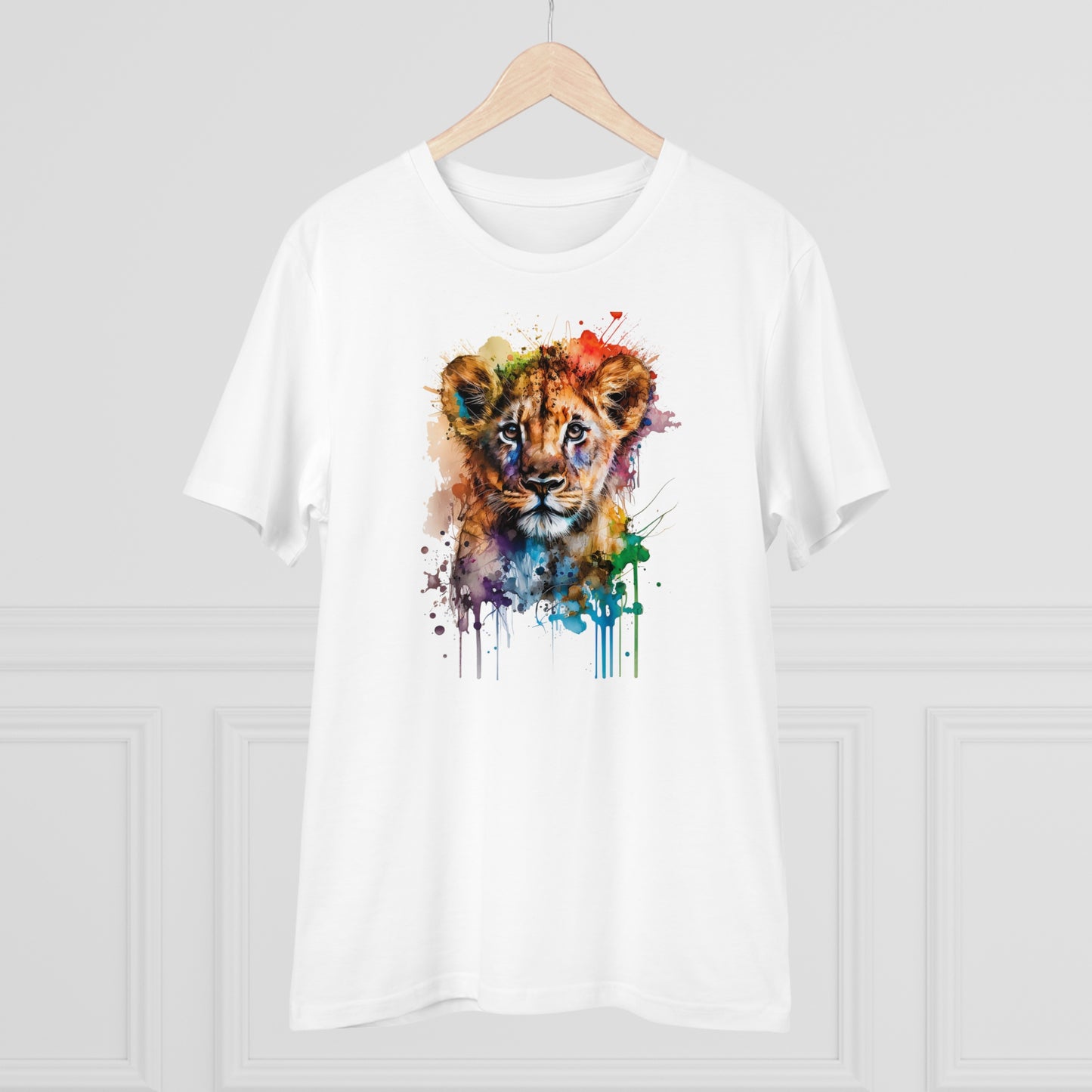 Cute Lion Cub in Watercolor Style Organic Unisex T-Shirt - Add Some Adorable and Eco-Friendly Style to Your Wardrobe