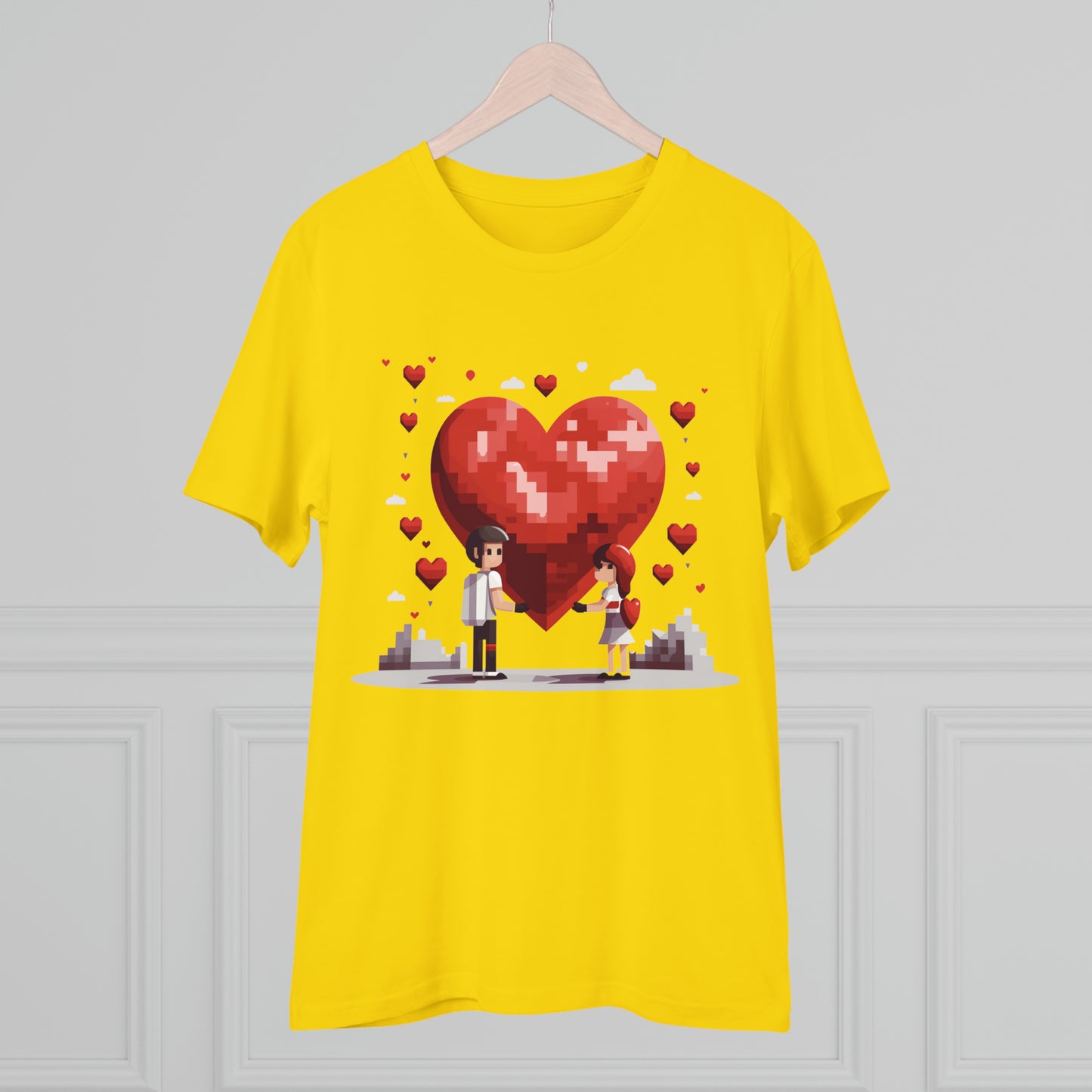 Pixel Love Eco Tee - Valentine's Day Pixel Heart Couple Shirt