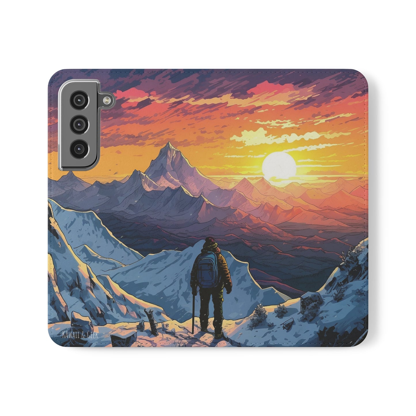 Snowy Mountain Landscape Sunset Flip Phone Case - Embrace the Beauty of Nature on Your Device