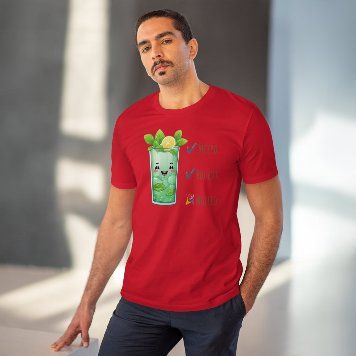 Métro, Boulot, Mojito T-Shirt - Cute Smiling Mojito Glass Design
