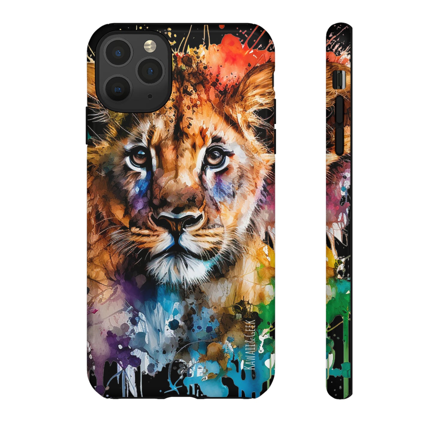 Watercolor Lion Cub Tough Phone Case - iPhone 15 compatible