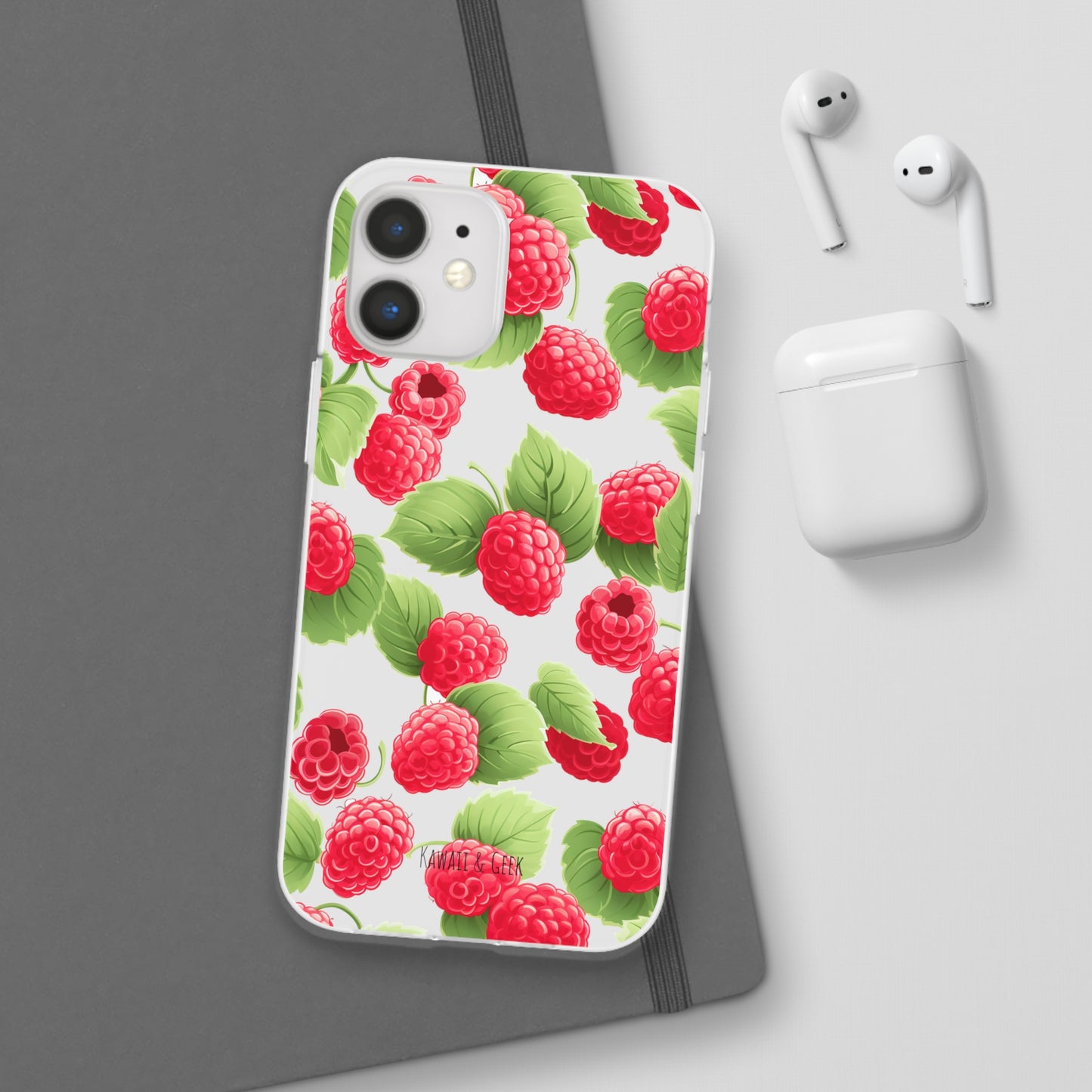 Raspberry Delight: Transparent Flexi Phone Case