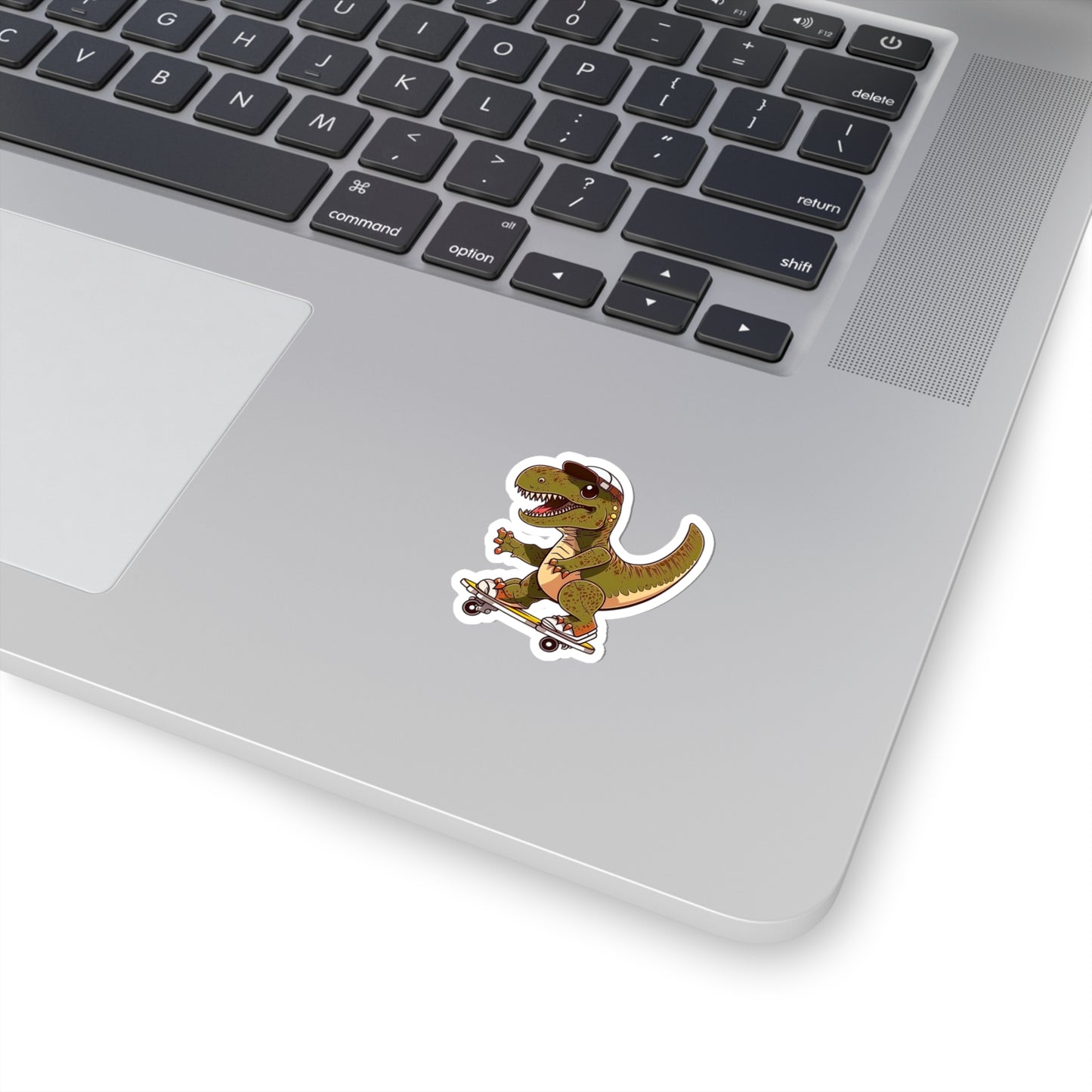 Kawaii T-Rex Skating Sticker - Add Some Cute and Fun Style to Your Tech