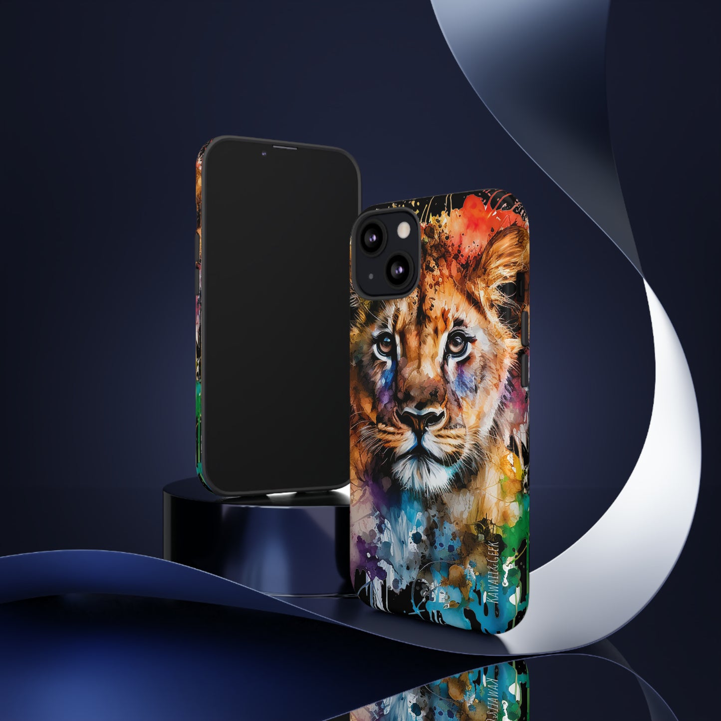 Watercolor Lion Cub Tough Phone Case - iPhone 15 compatible