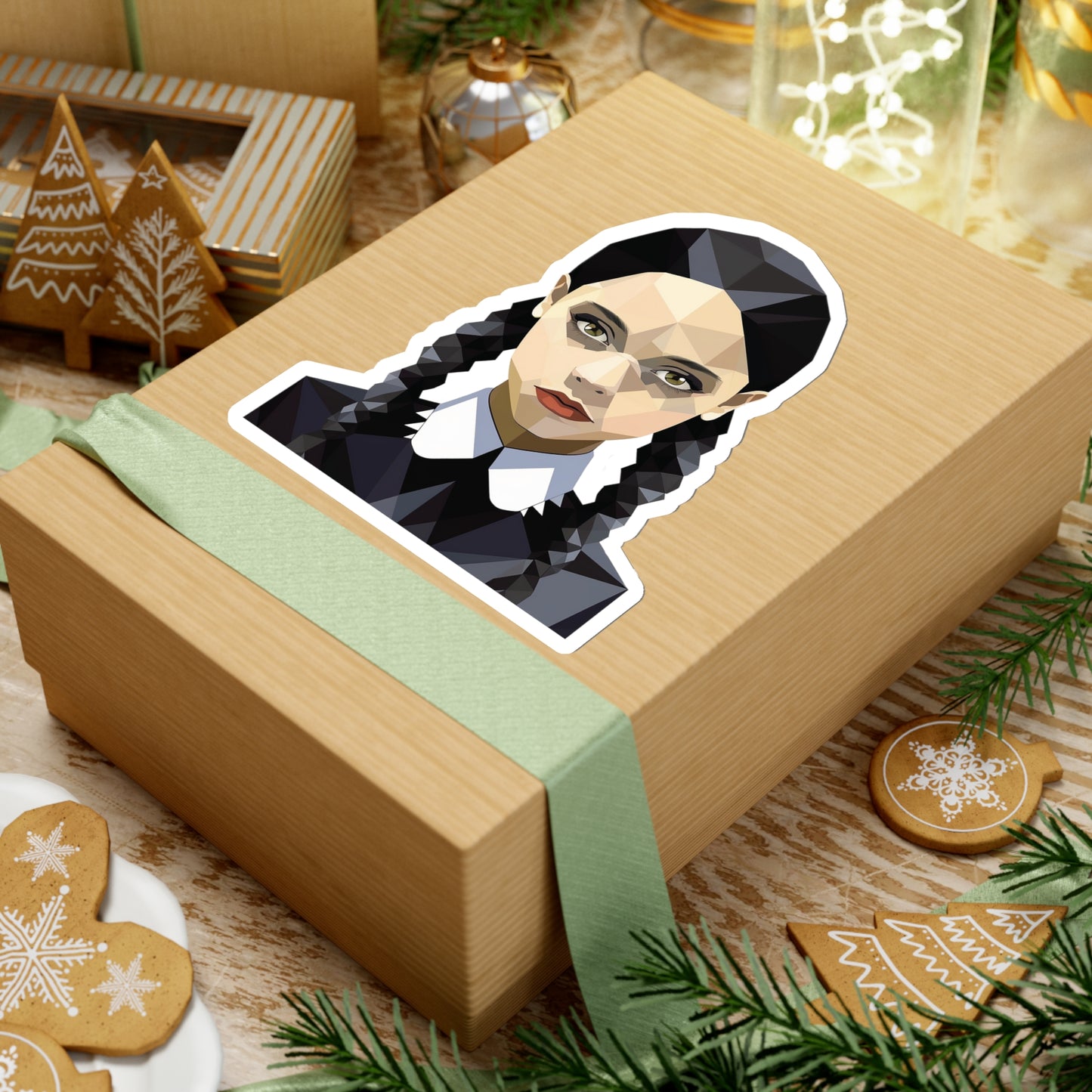 Wednesday Addams Geometric Sticker - Embrace Dark Elegance