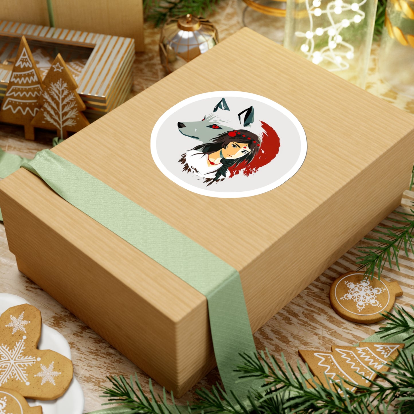 Princess Mononoke and Her Wolf Sticker - Add Some Unique and Striking Style to Your Tech