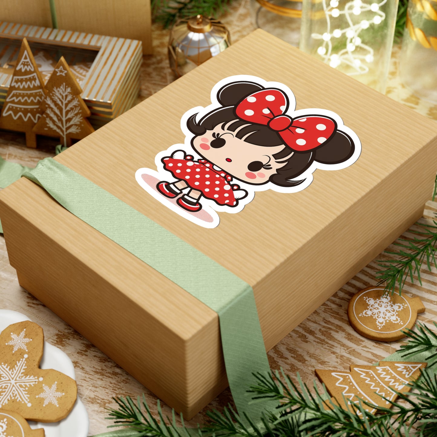 Kawaii Little Girl with Minnie Style Sticker - Add Some Cute and Adorable Style to Your Tech