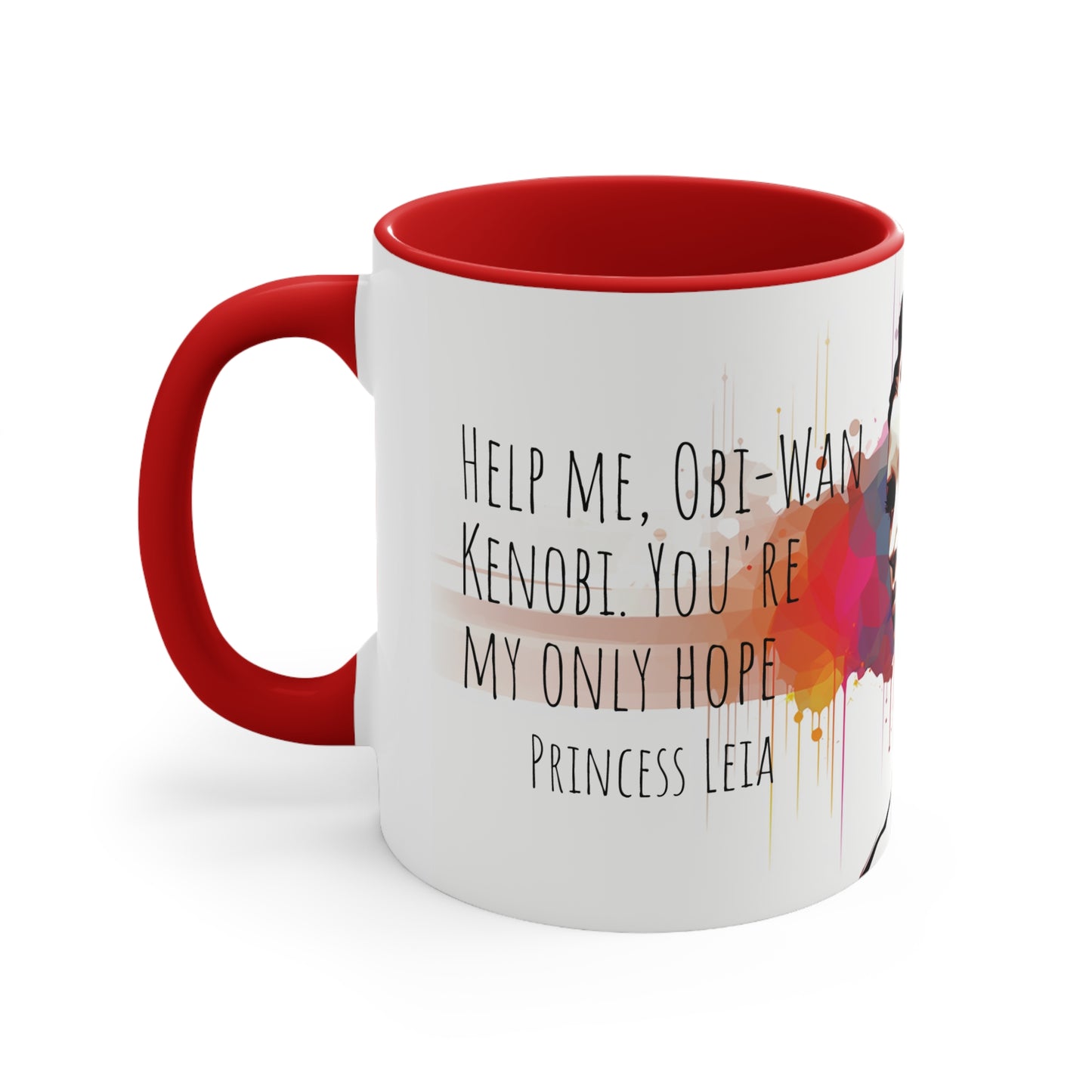 Princess Leia Geometric Bicolor Mug - A Beacon of Hope: Help Me, Obi-Wan Kenobi - Star Wars