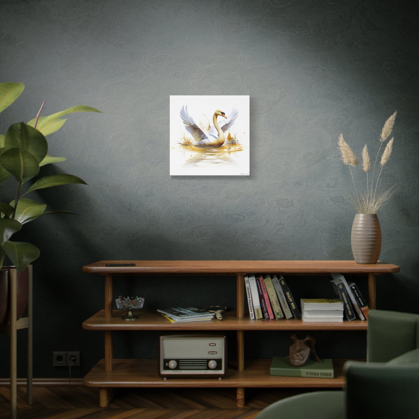 Majestic White Swan Watercolor Canva - Capture the Elegance of Nature in Art