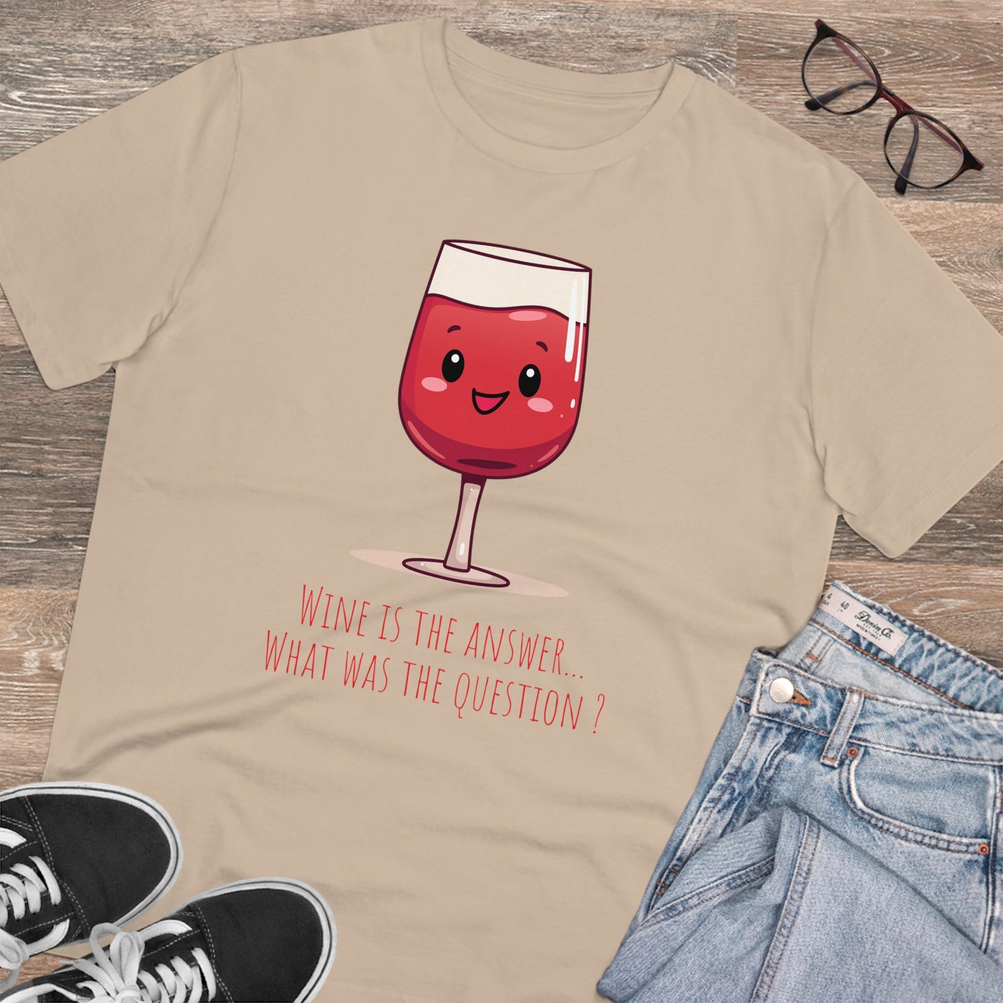 Eco-Friendly 'Wine is the Answer' T-Shirt - Cute Red Wine Design, Unisex