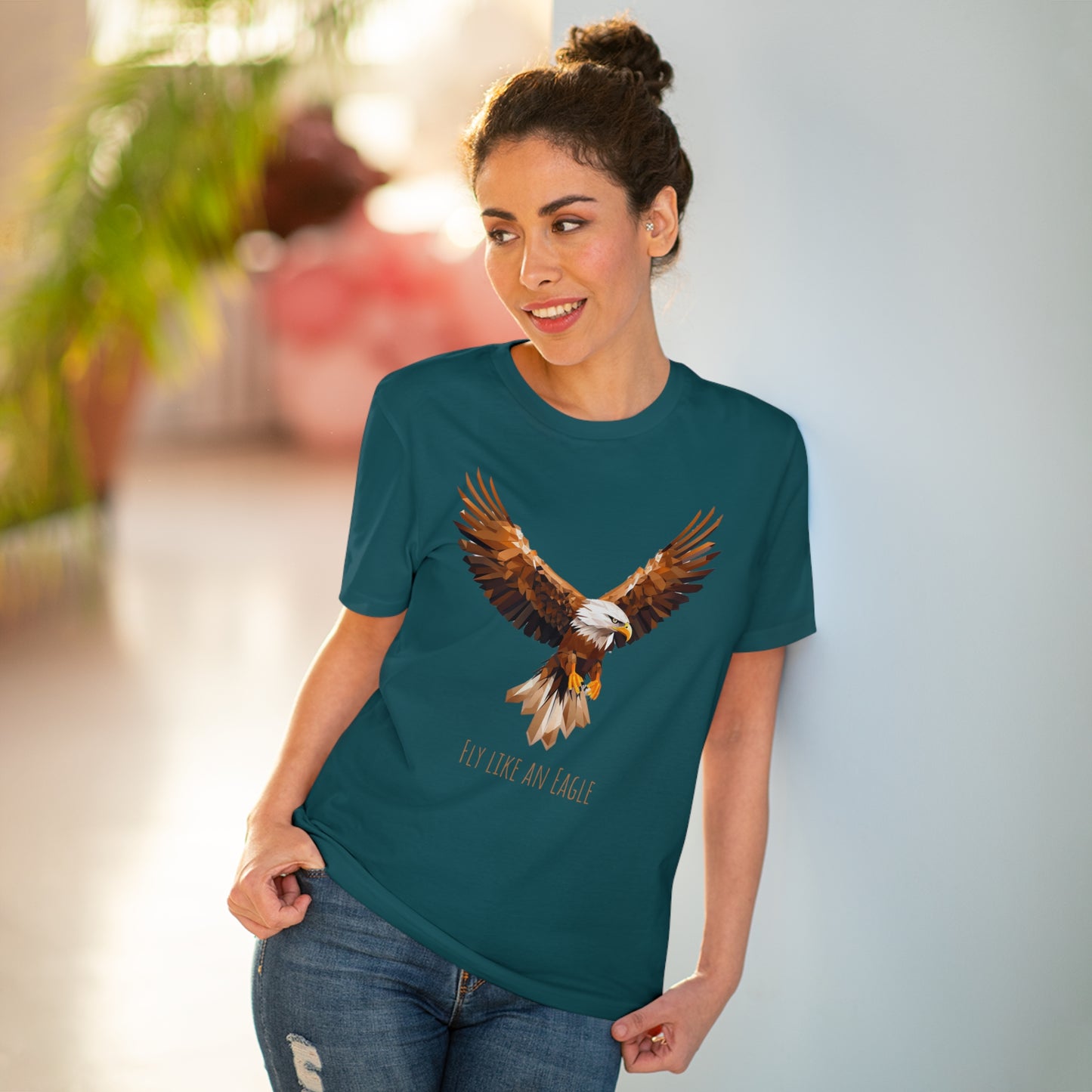 Eco-Friendly Geometric Eagle T-Shirt: "Fly Like An Eagle"