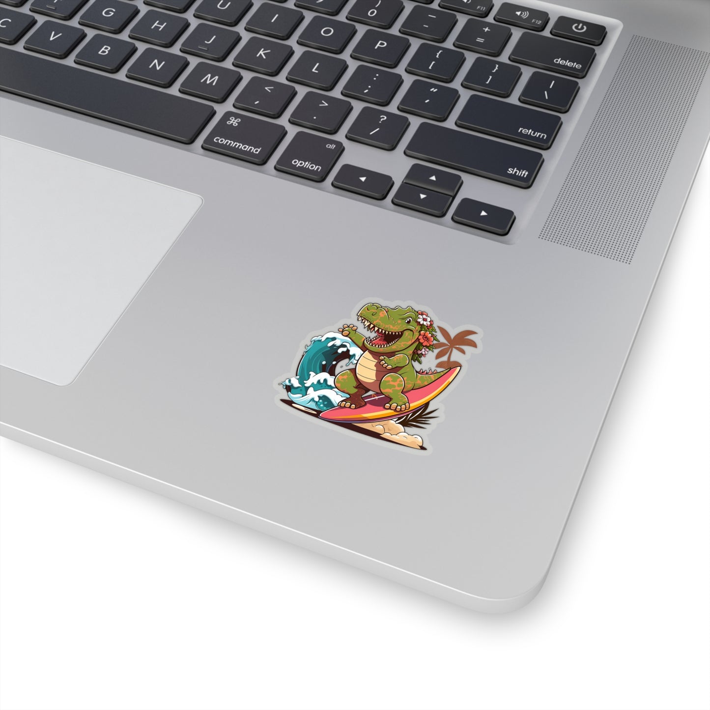 Kawaii Female T-Rex Surfing in Hawaii Sticker - Add Some Cute and Fun Style to Your Tech