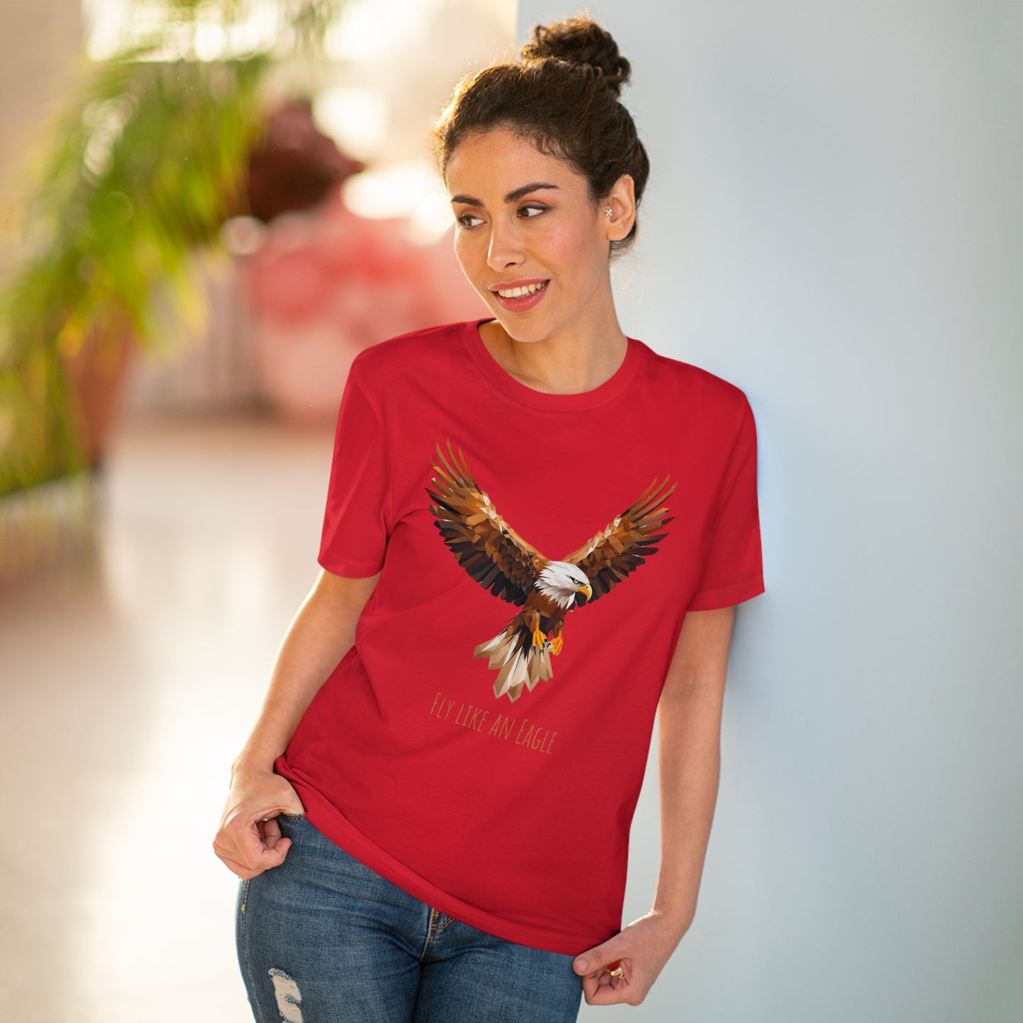 Eco-Friendly Geometric Eagle T-Shirt: "Fly Like An Eagle"