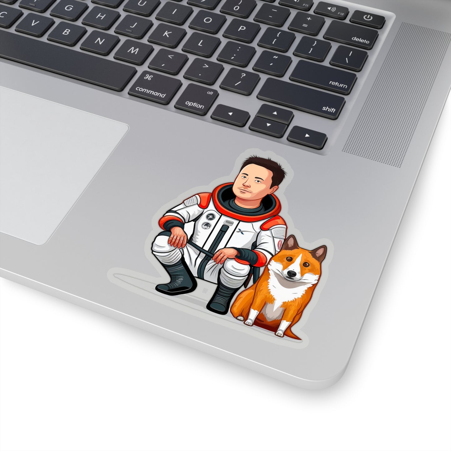 Elon Musk with Shiba Inu Sticker - Add Some Humor and Space to Your Tech