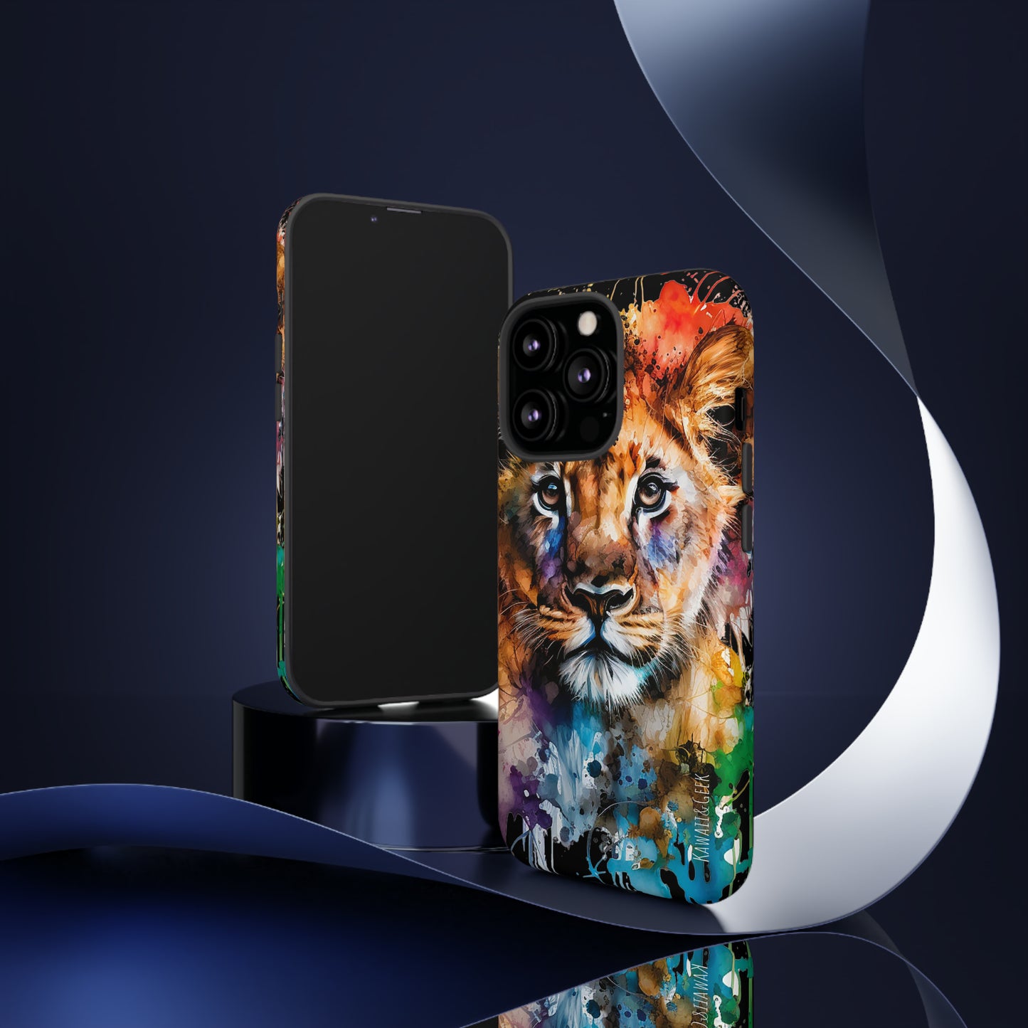 Watercolor Lion Cub Tough Phone Case - iPhone 15 compatible
