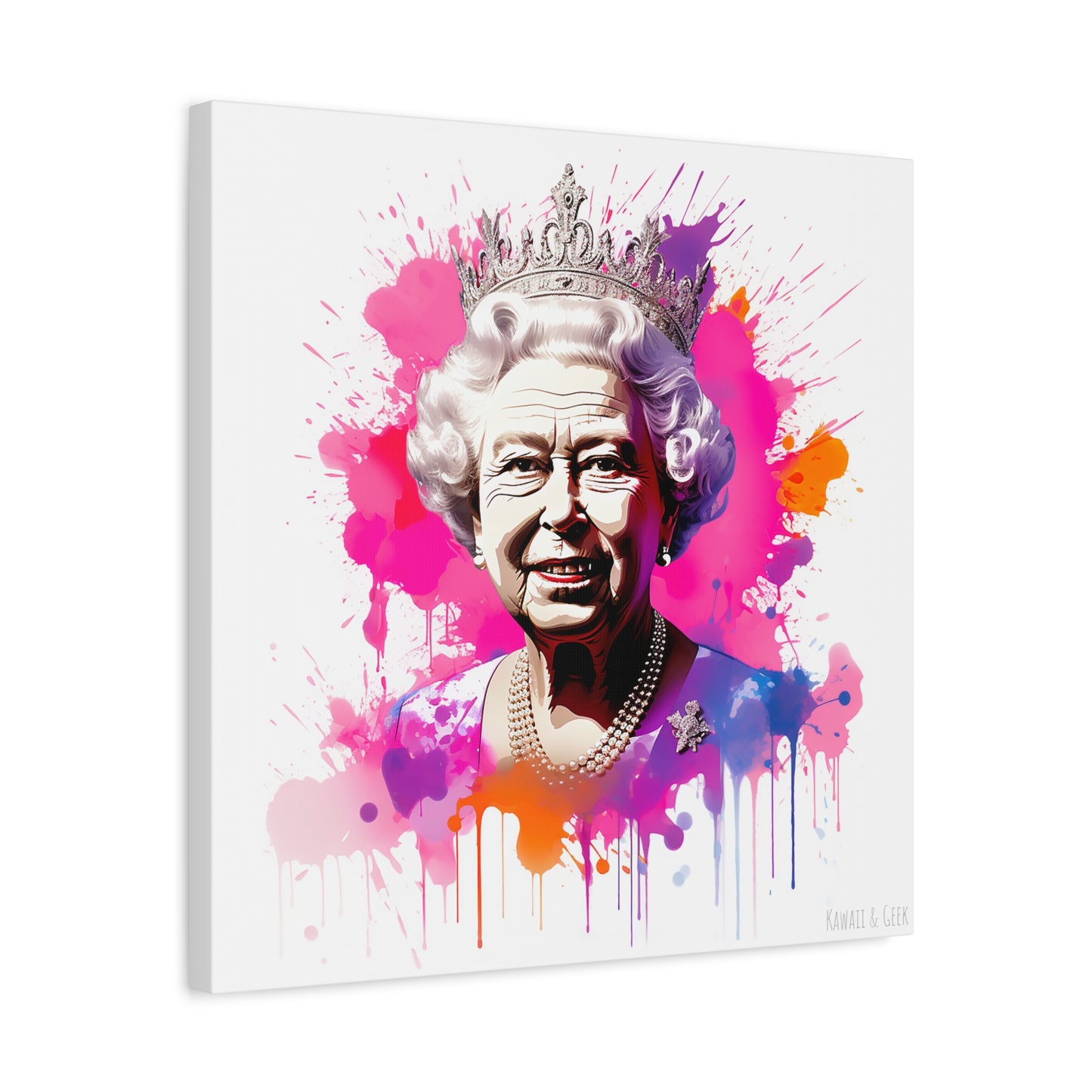 Queen Elizabeth II: Radiant Watercolor Cotton Canvas