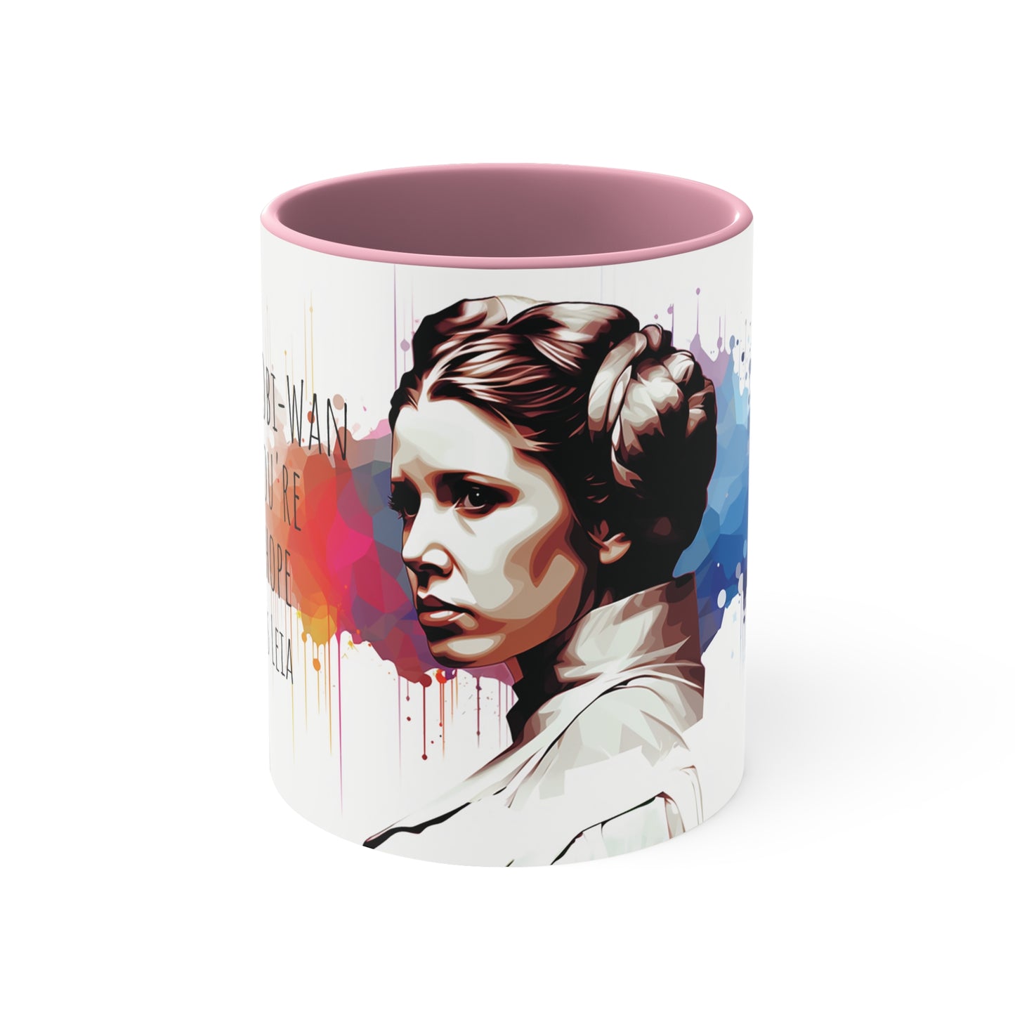 Princess Leia Geometric Bicolor Mug - A Beacon of Hope: Help Me, Obi-Wan Kenobi - Star Wars