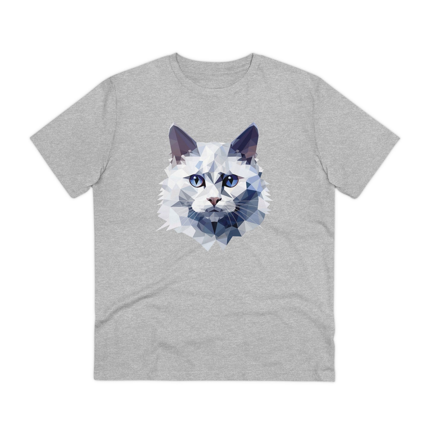 White Angora Cat Polygonal T-Shirt - Embrace Feline Elegance