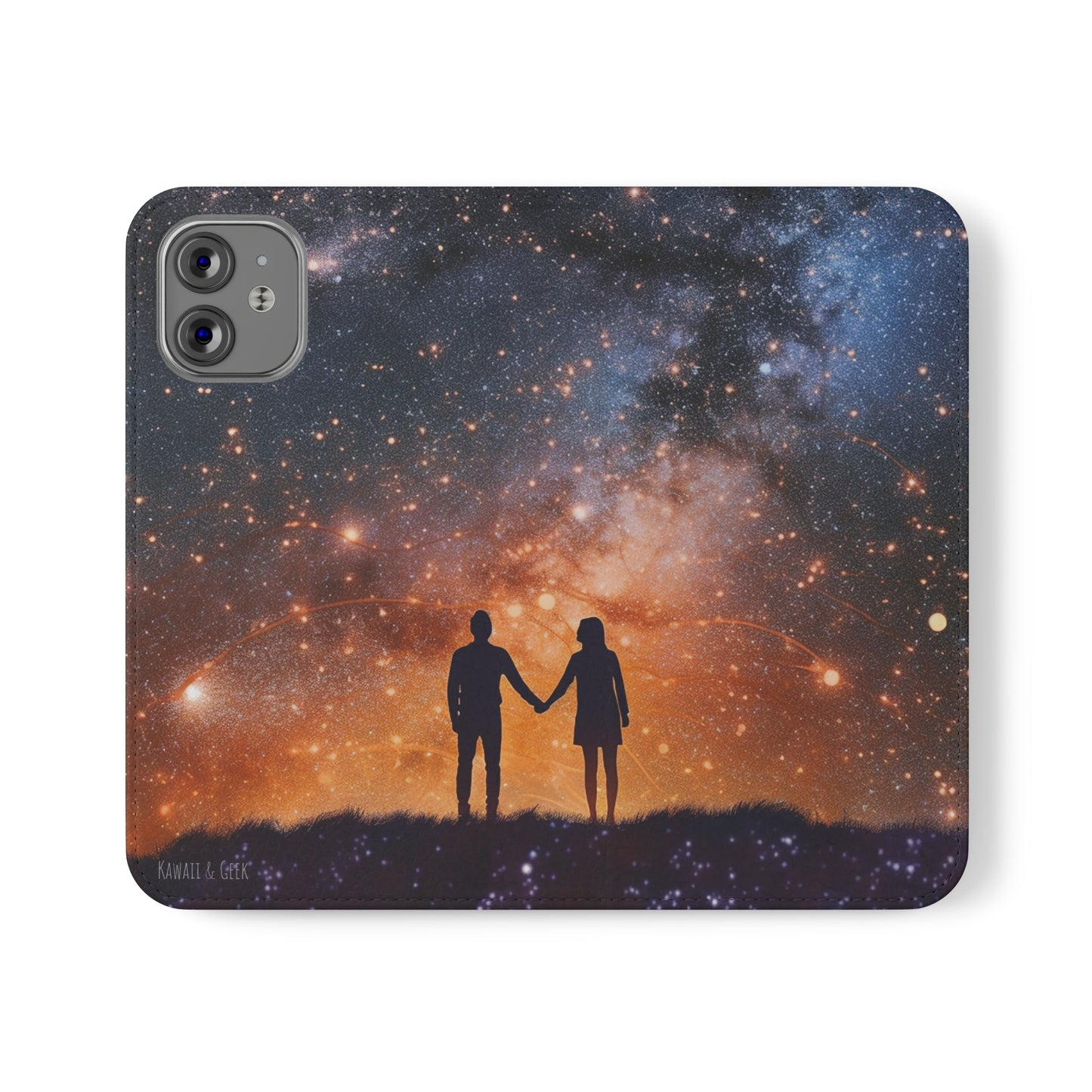 Starry Night Lovers Flip Phone Case - Embrace the Beauty of the Night Sky