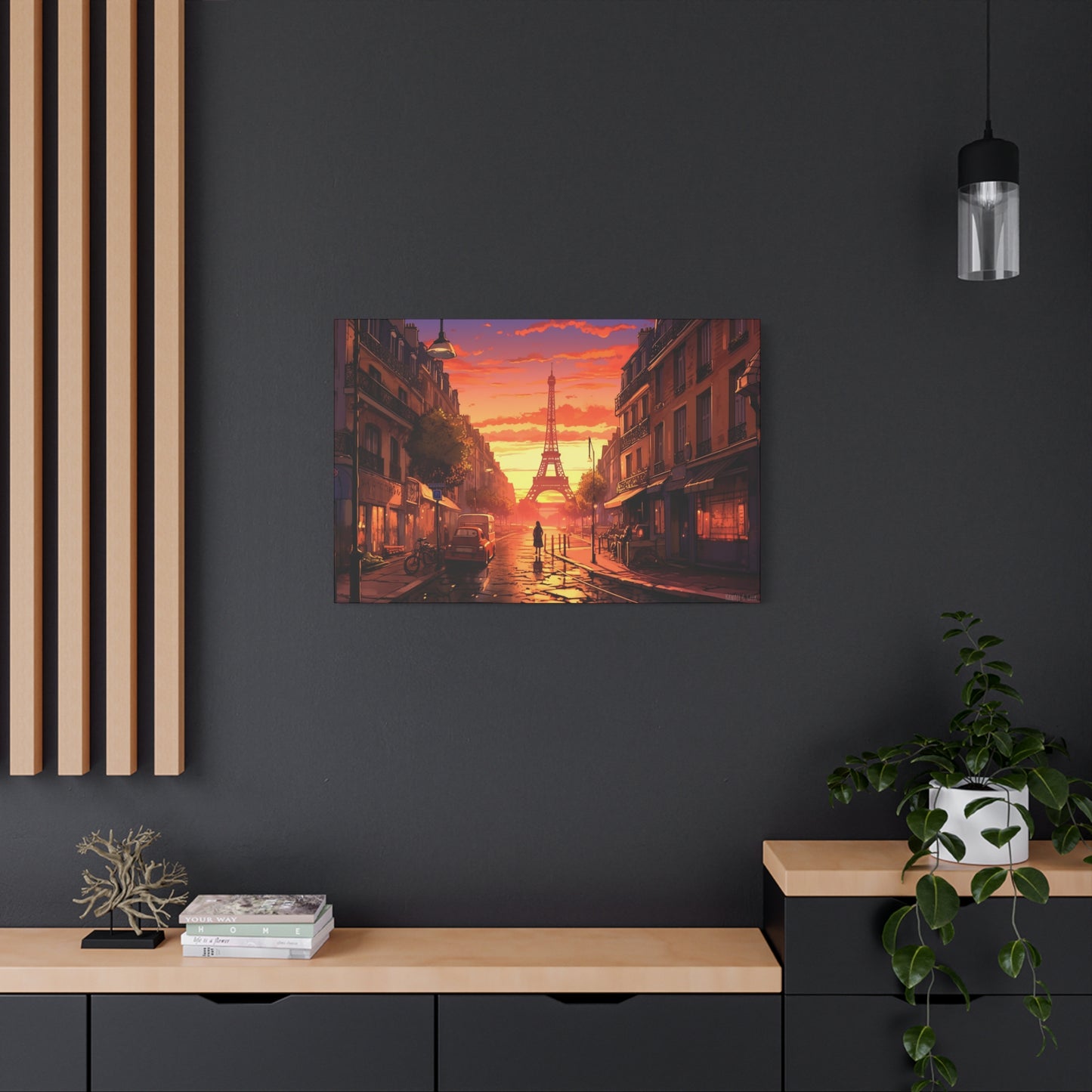 Paris Sunset Canvas - Capture the Romantic Streets and Eiffel Tower in Artistic Splendor