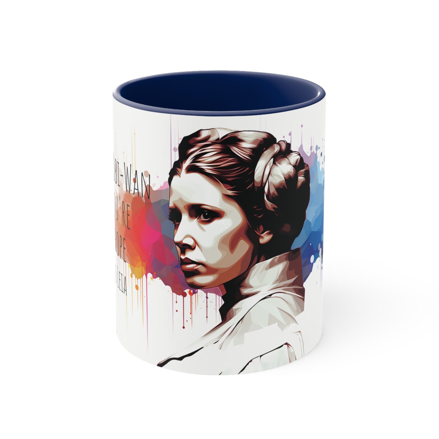 Princess Leia Geometric Bicolor Mug - A Beacon of Hope: Help Me, Obi-Wan Kenobi - Star Wars