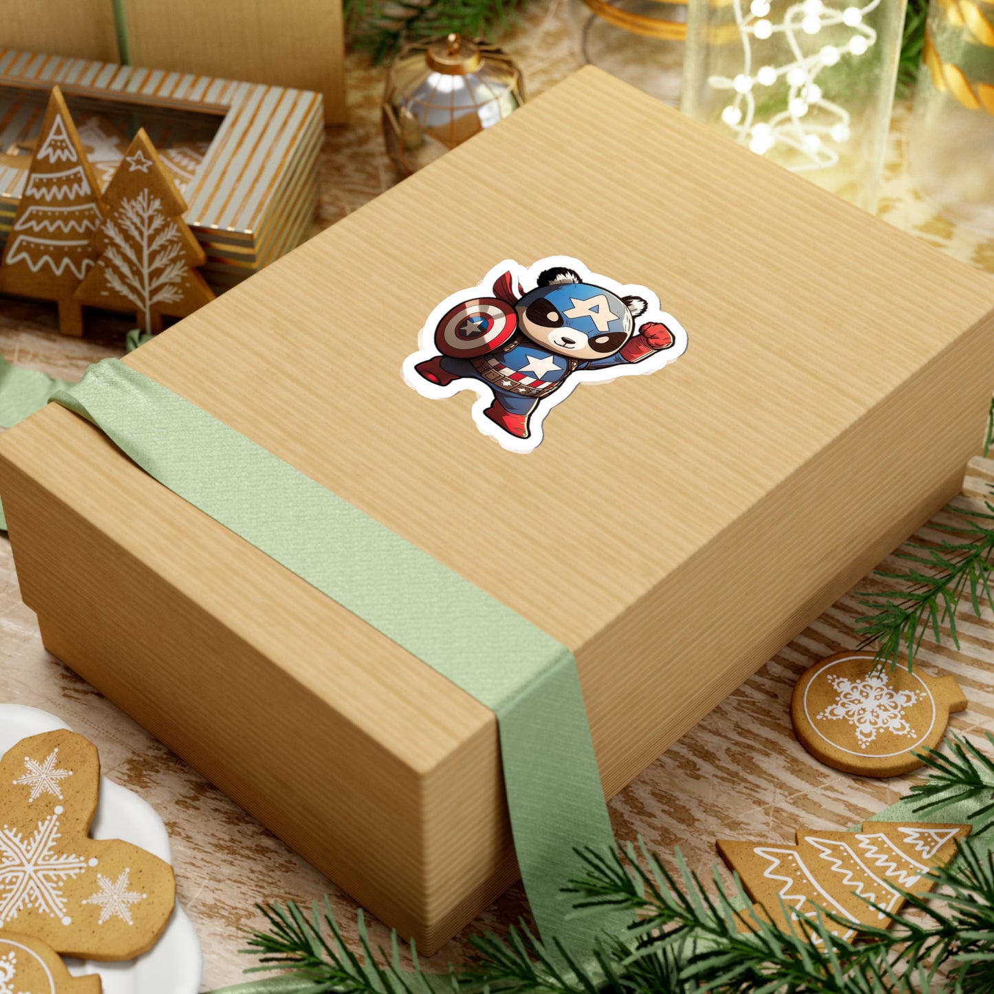Heroic Captain America Panda Sticker - Ready to Defend Its Friends
