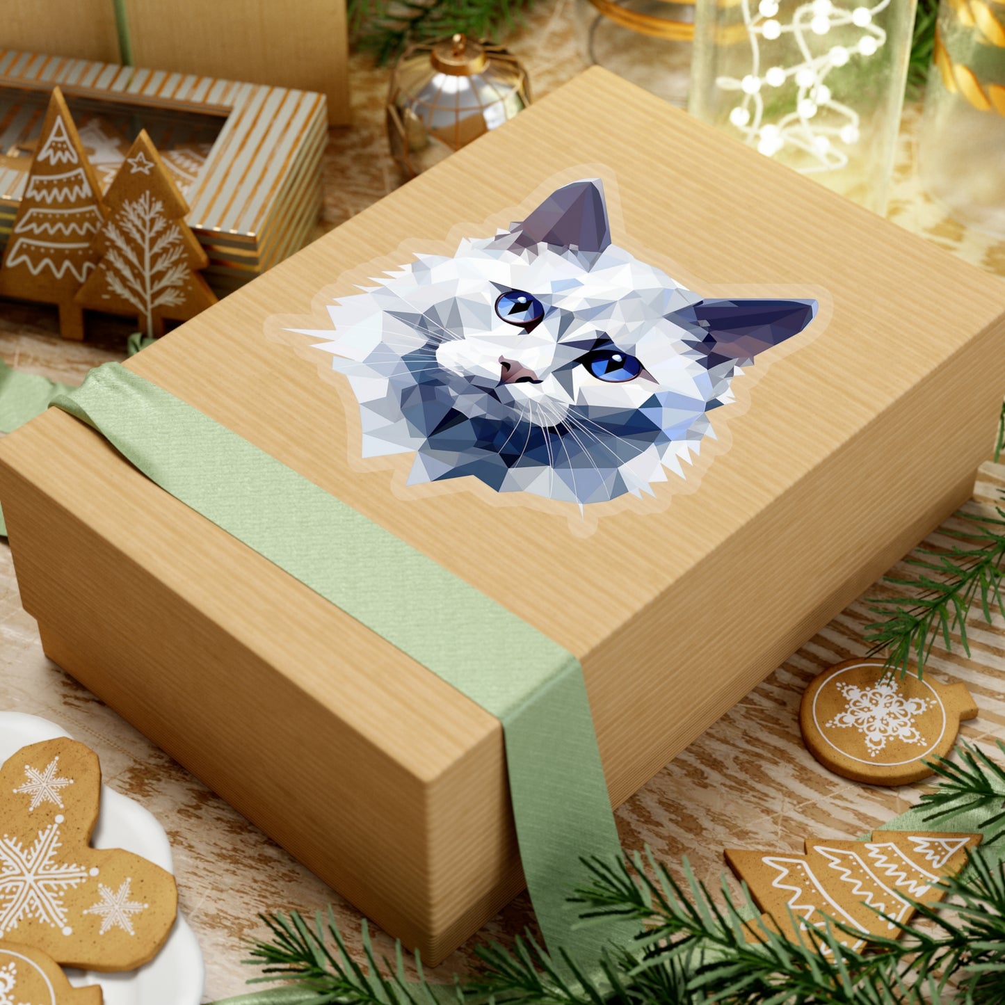 Angora Cat Sticker - Softness in Geometric Harmony