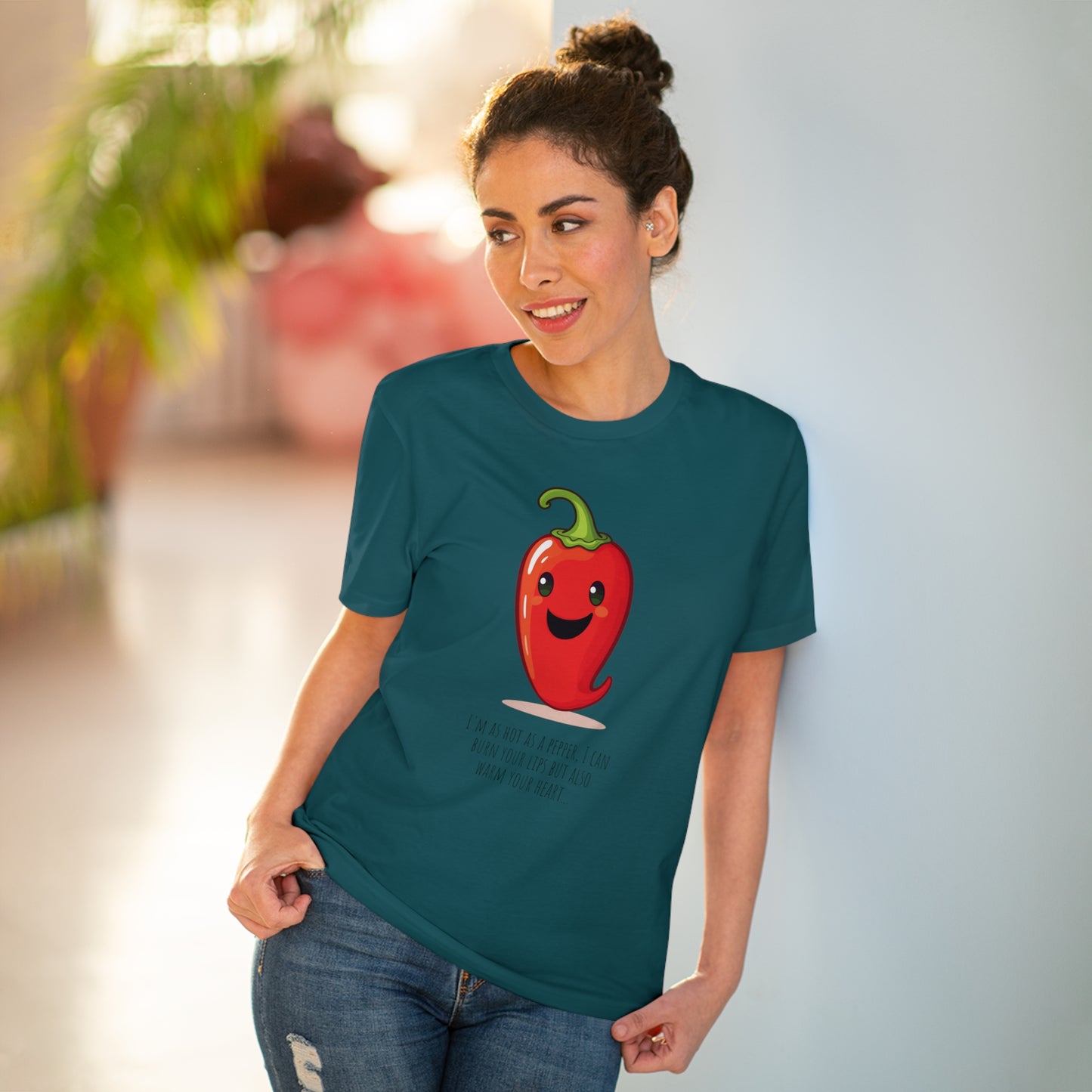 Cute and Smiling Red Hot Pepper Eco-Friendly T-Shirt