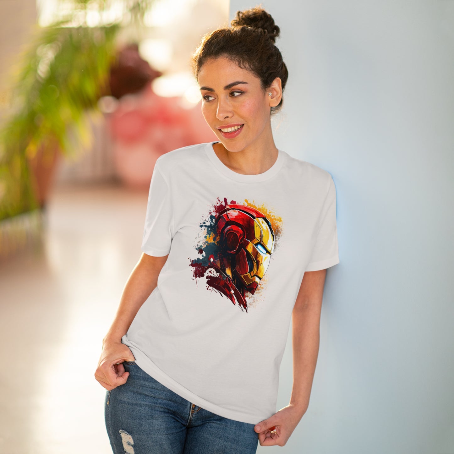 Iron Man in Watercolor Style Eco-Friendly Unisex T-Shirt - Add Some Unique and Sustainable Style to Your Wardrobe