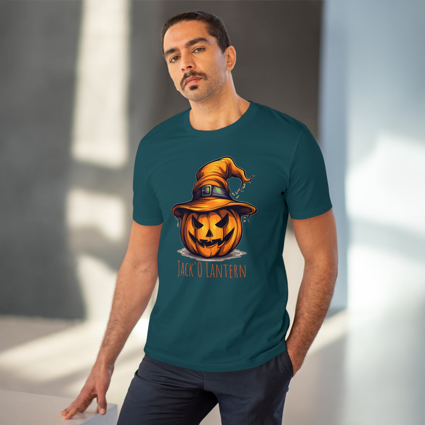Eco-friendly Jack O Lantern Tee: Funny Pumpkin Halloween Sorcerer Edition