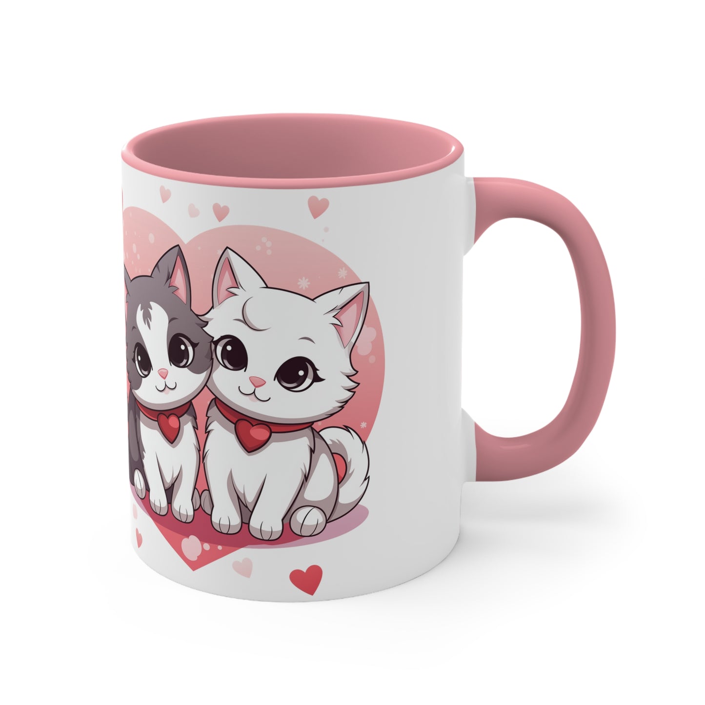Purrfect Match & Coffee Mug - 11oz Bicolor Cat Love Cup - Valentine's Day