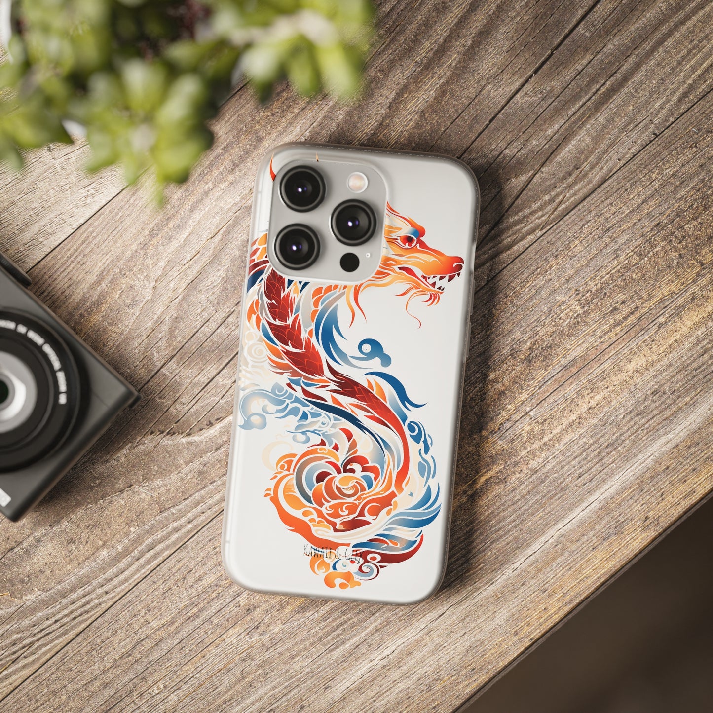 Elegant Chinese Ink Dragon Flexi Transparent Phone Case