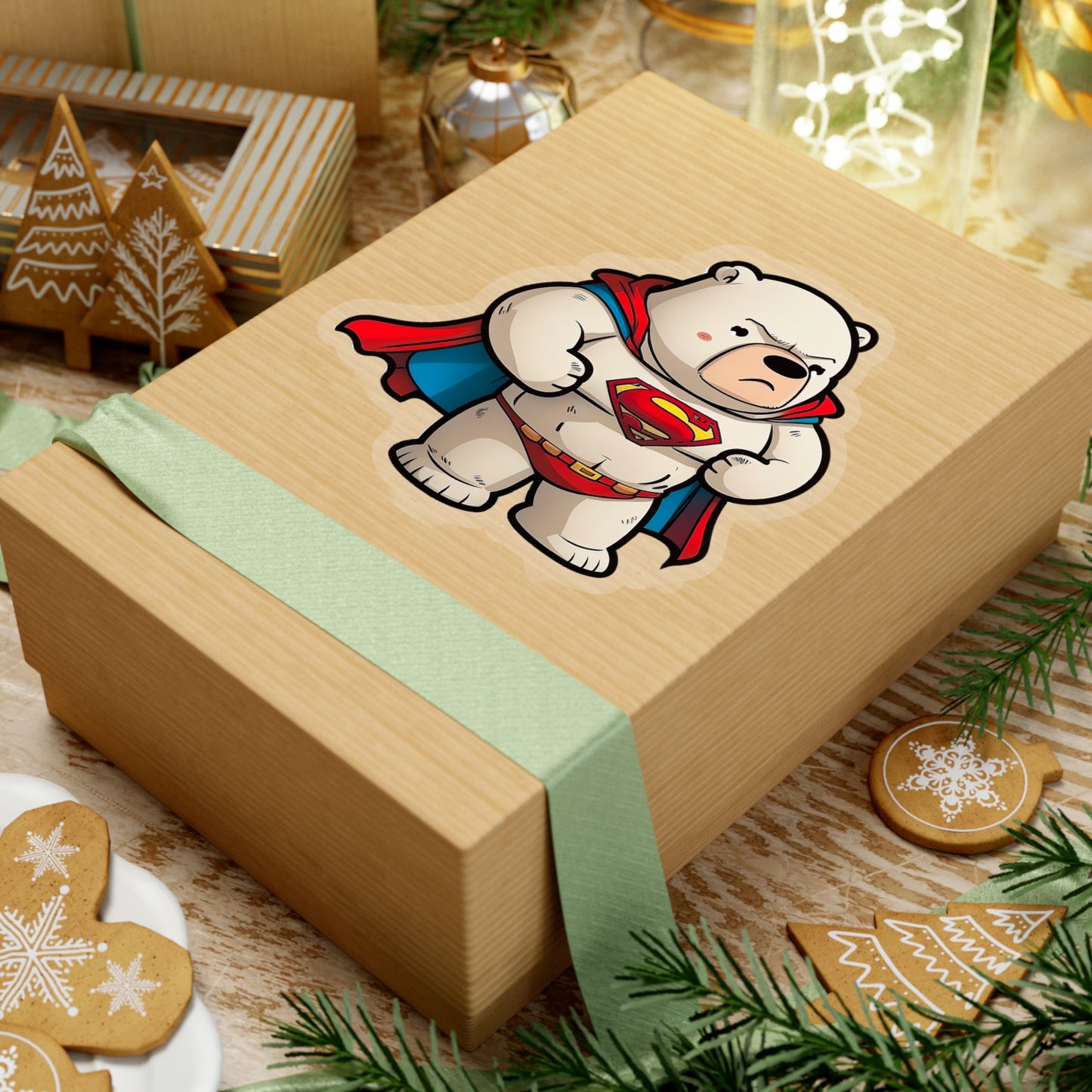 Majestic and Powerful Superman Polar Bear Sticker - Stand Strong with this Heroic Arctic Bear