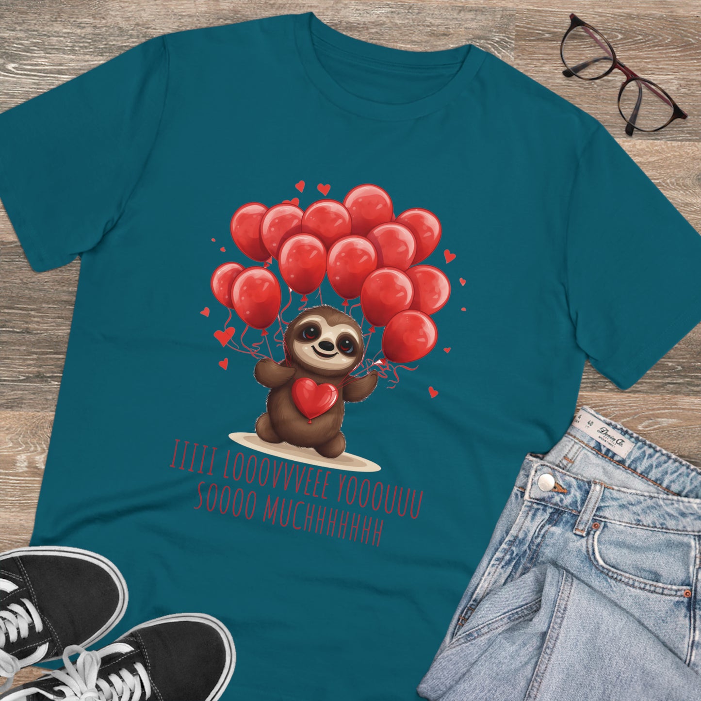 Sloth Love Balloon Tee - Eco-Friendly Slow Love Shirt - Valentine's Day Special