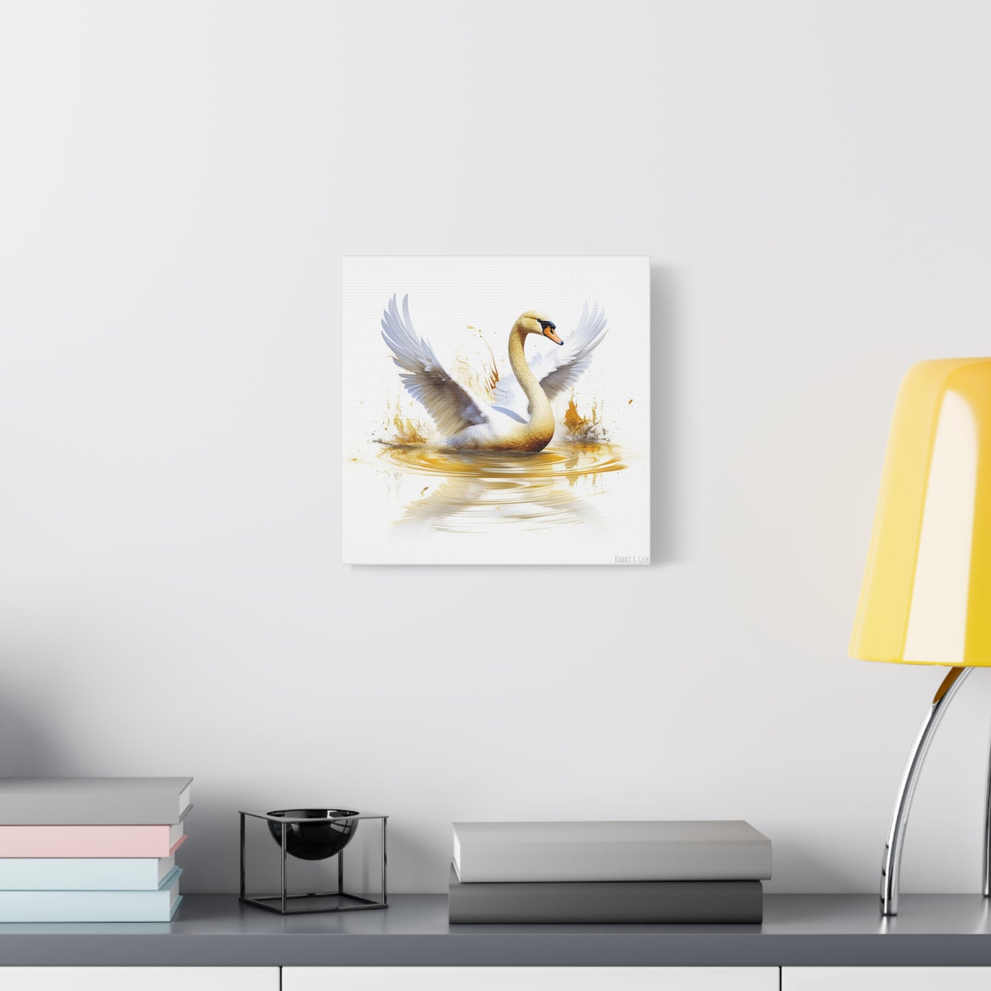 Majestic White Swan Watercolor Canva - Capture the Elegance of Nature in Art