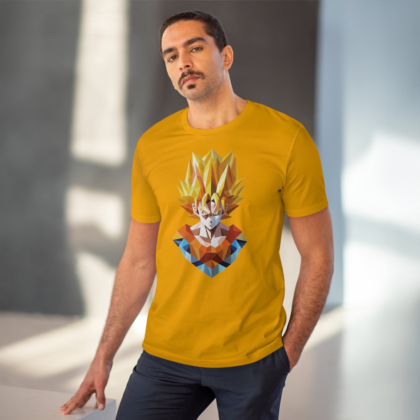 San Goku Super Saiyan Polygonal T-Shirt - Embrace Legendary Power