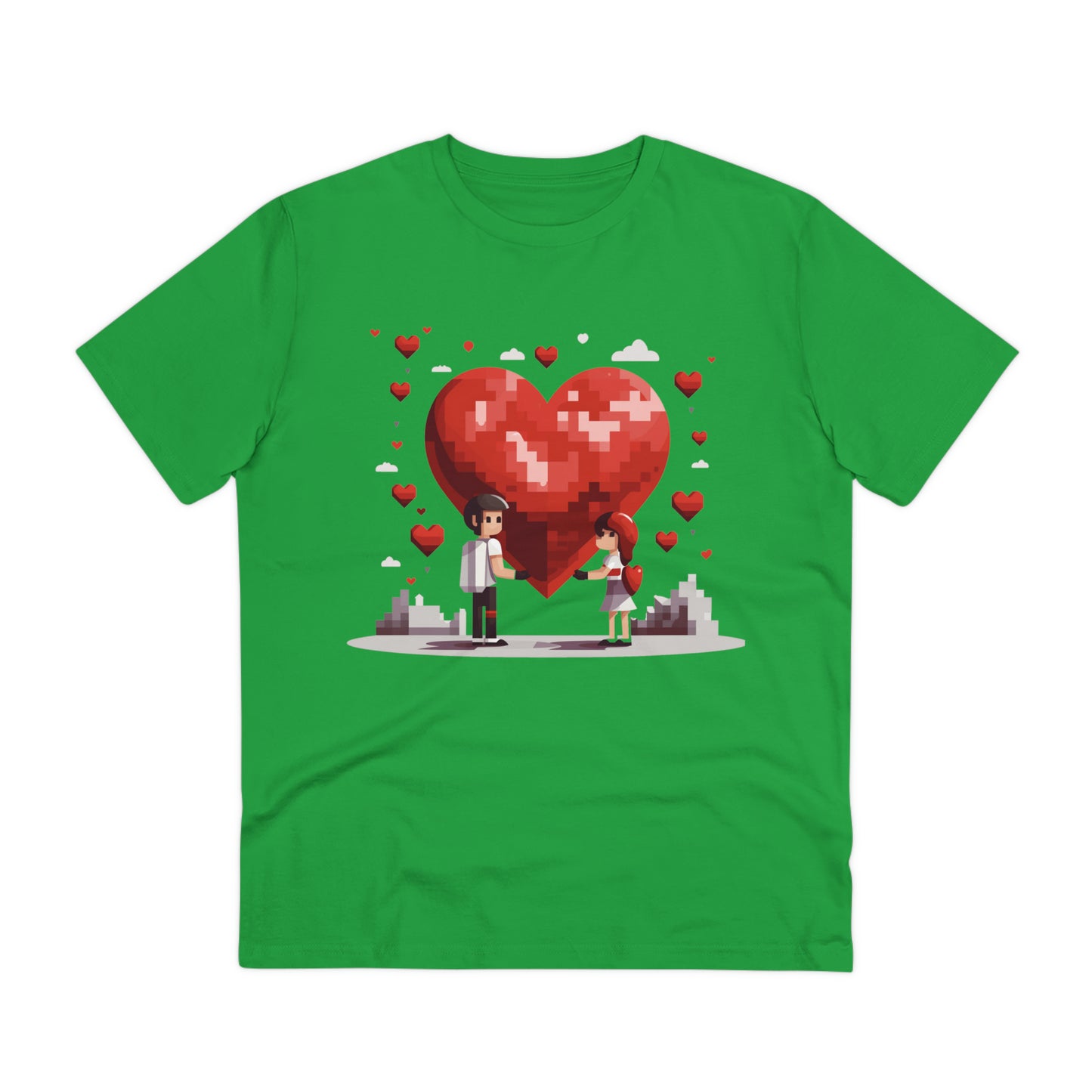 Pixel Love Eco Tee - Valentine's Day Pixel Heart Couple Shirt