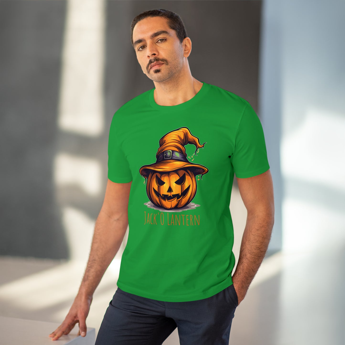 Eco-friendly Jack O Lantern Tee: Funny Pumpkin Halloween Sorcerer Edition