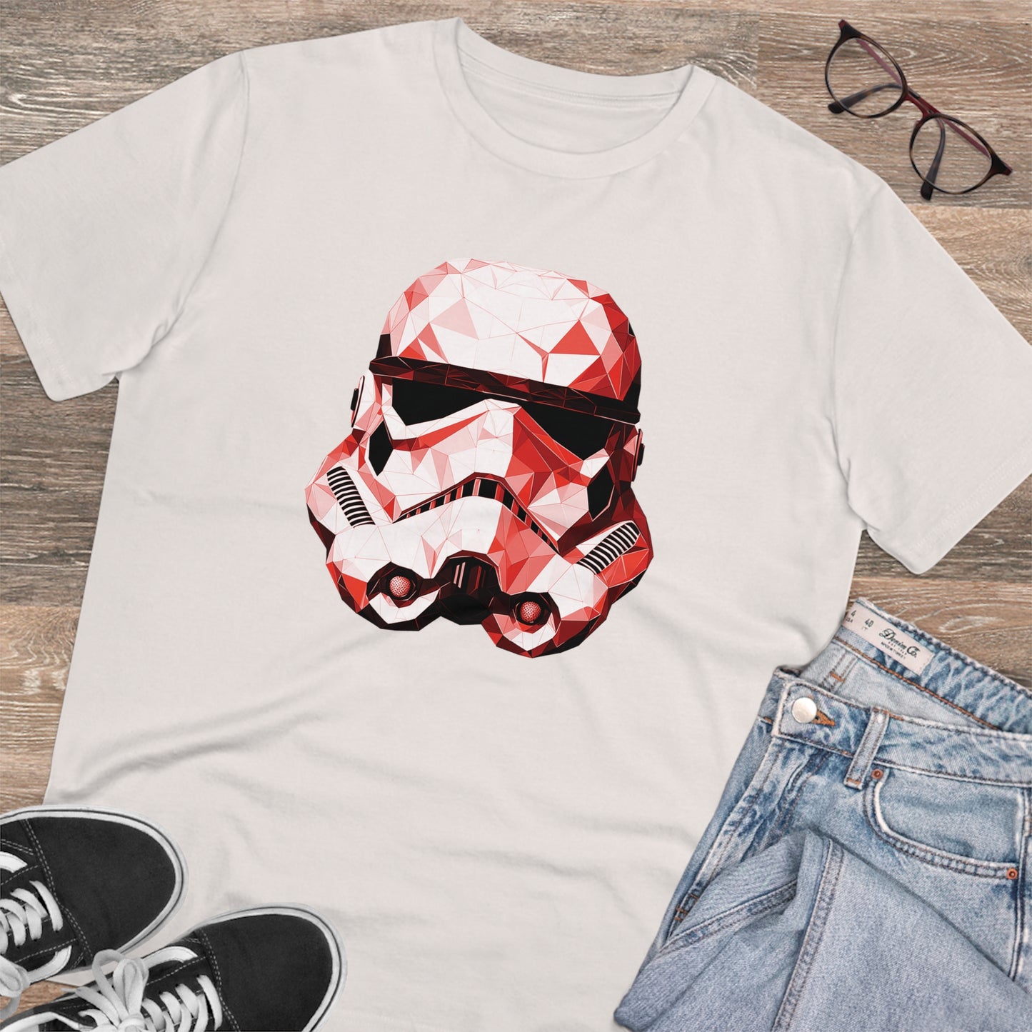 Stormtrooper Polygonal T-Shirt - Red Edition - Embrace Galactic Precision - Star Wars