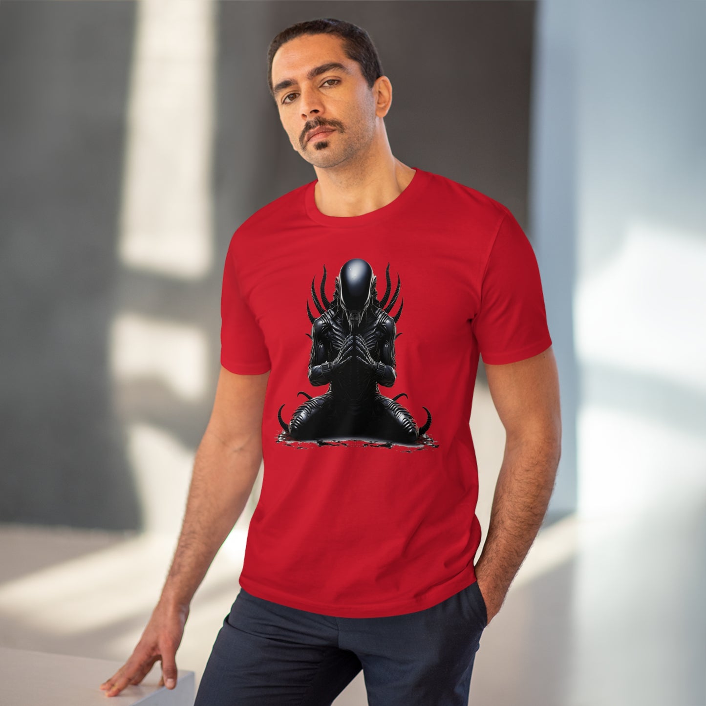 Eco-Friendly Zen Alien Xenomorph T-shirt - Embrace Galactic Serenity