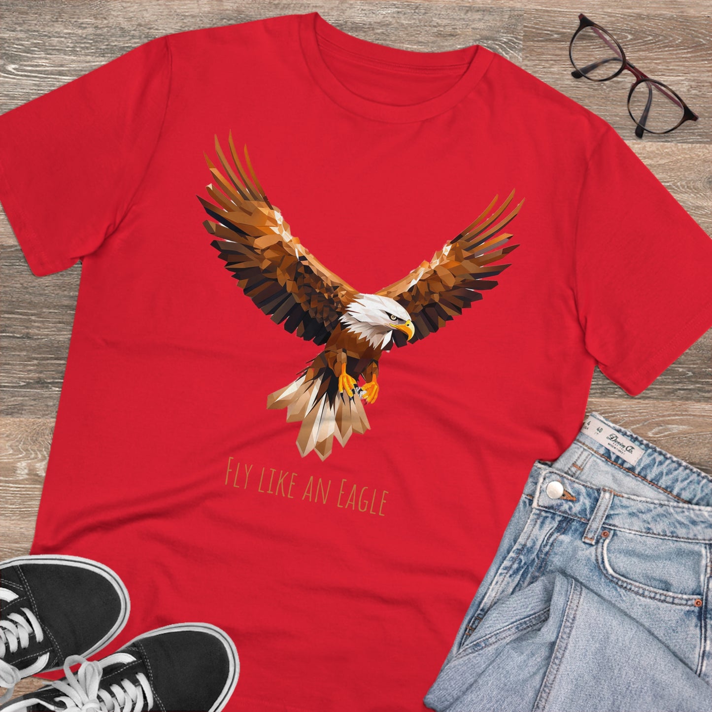 Eco-Friendly Geometric Eagle T-Shirt: "Fly Like An Eagle"