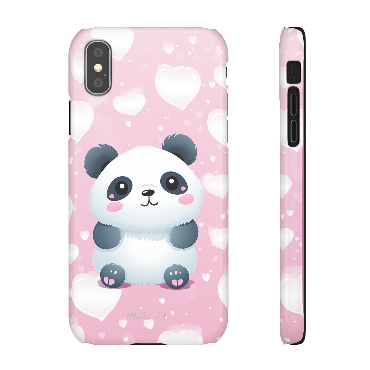 Cute Panda & Hearts Premium Phone Case