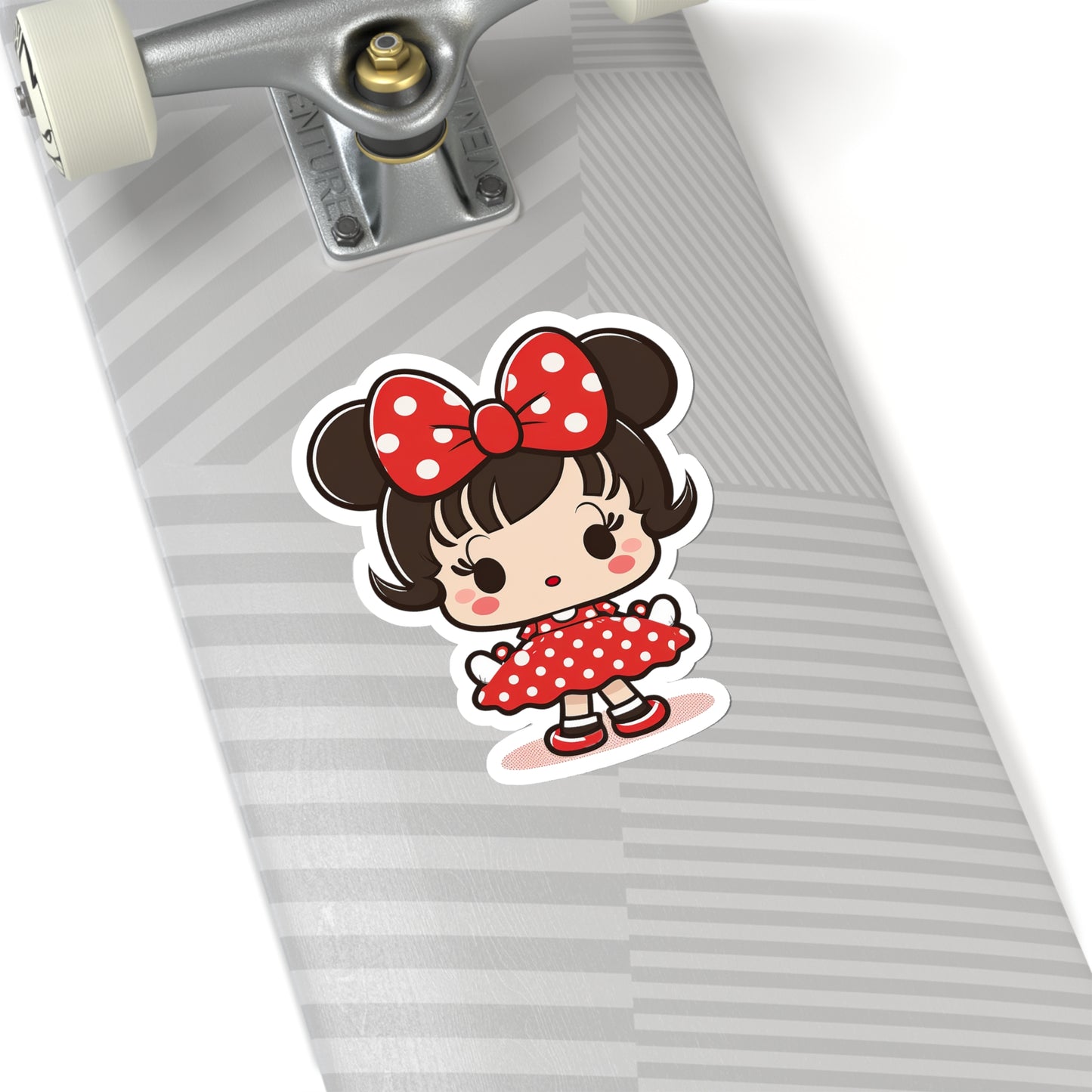 Kawaii Little Girl with Minnie Style Sticker - Add Some Cute and Adorable Style to Your Tech