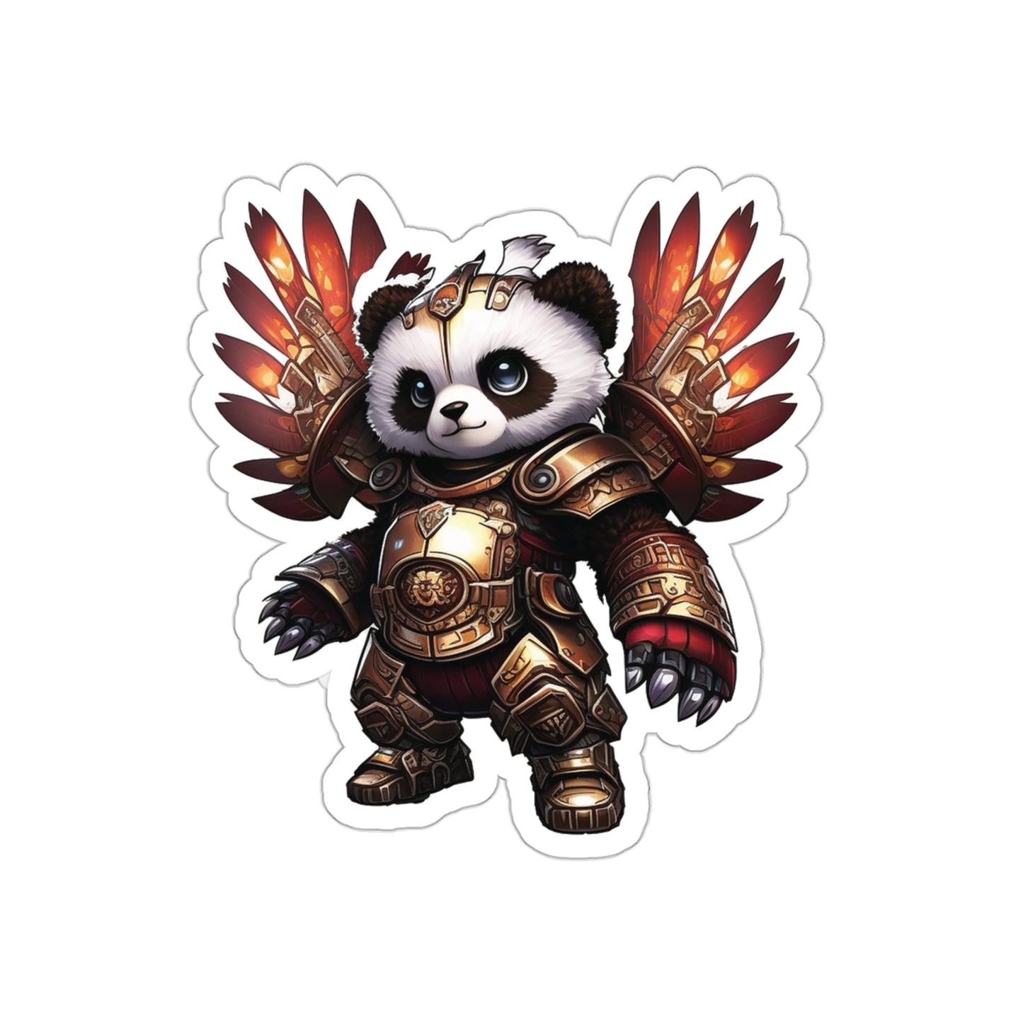 Sweet and Heroic Armored Panda Sticker in Saint Seiya style